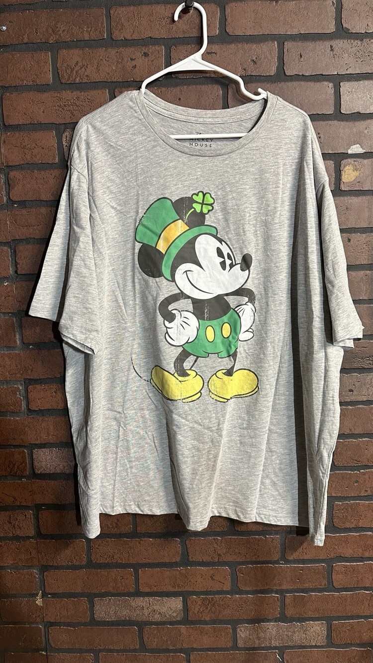 Disney Mickey Mouse 3XL Shirt Big Graphic St Patrick’s Day Clover Hat Irish